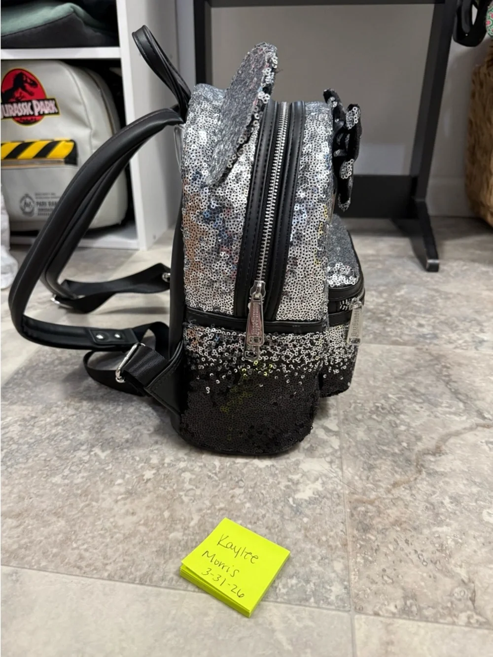 Loungefly Silver and Black Sequin Backpack - Picture 4 of 9